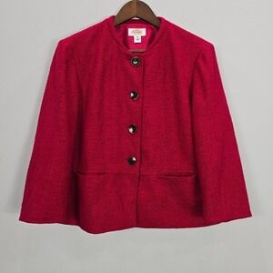 Vintage TALBOTS Blazer Jacket Women 14 Red Pockets Office Career Classic